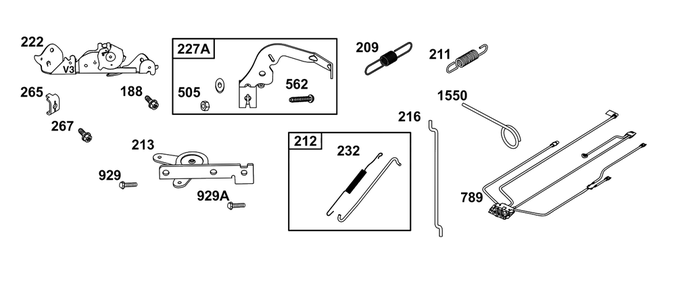 Controls Group Diagram and Parts List for 40U877-0025-G1  Briggs and Stratton Engine